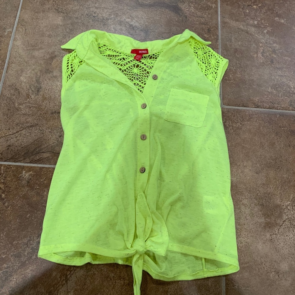Bright yellow tie tank top